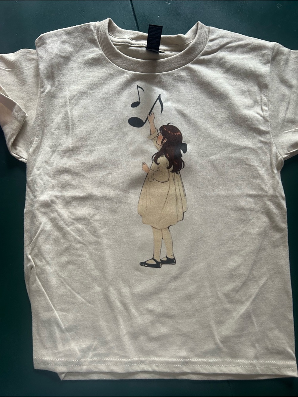Gildan Cream Kids Tee with Music Note Girl Graphic